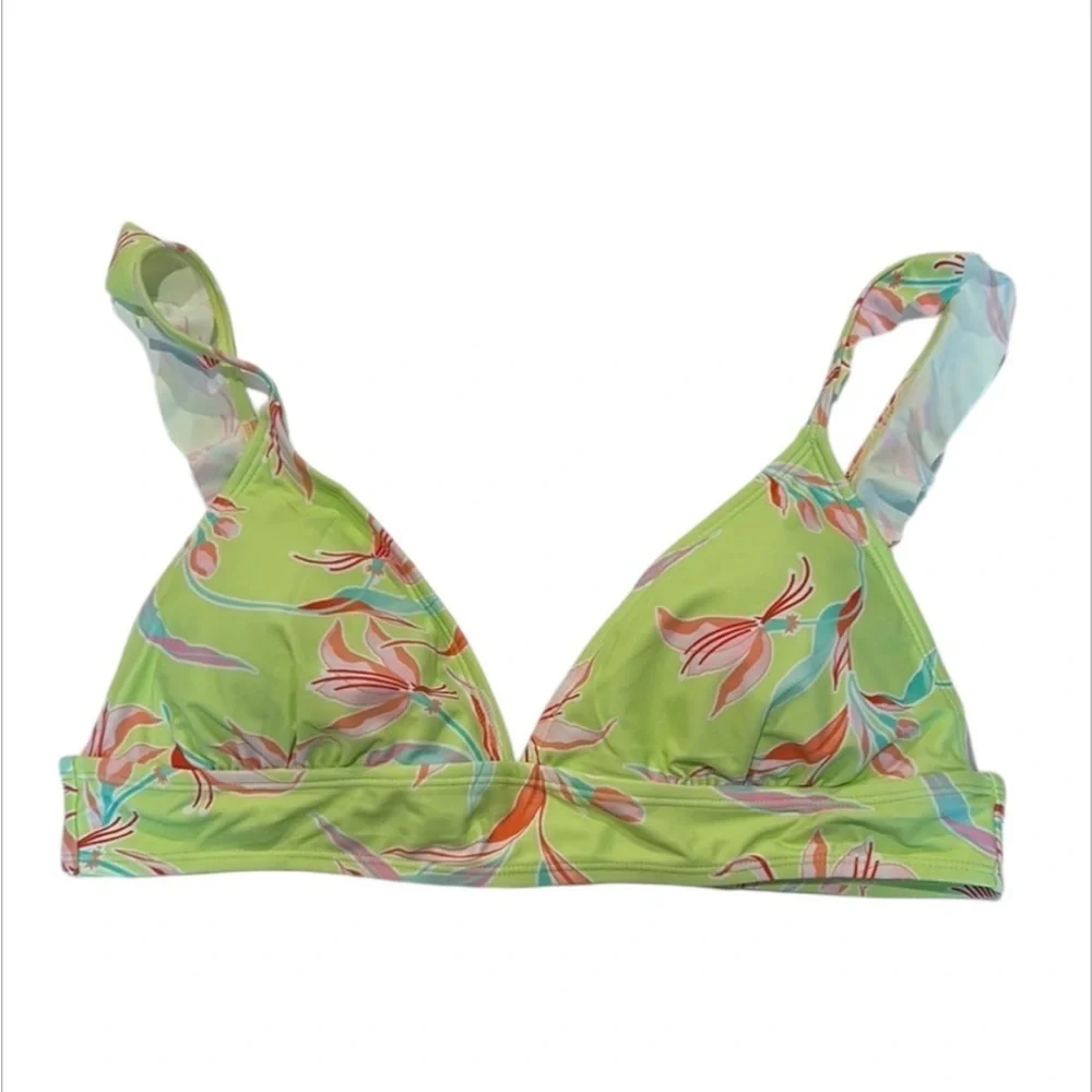 Ninety-Nine yellow tropical leaf print bikini top size XL new